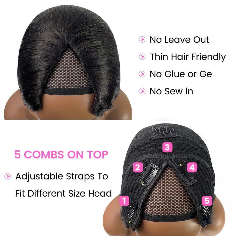 V Part Wig Human Hair Curly No Leave Out Side Mongolian Kinky
