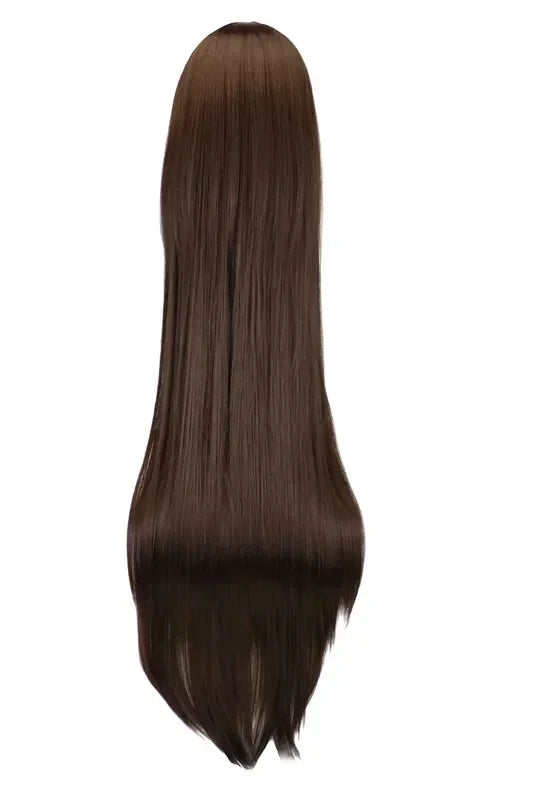 Long Straight Cosplay Wig Black Purple Red Pink Blue Dark Brown Cm