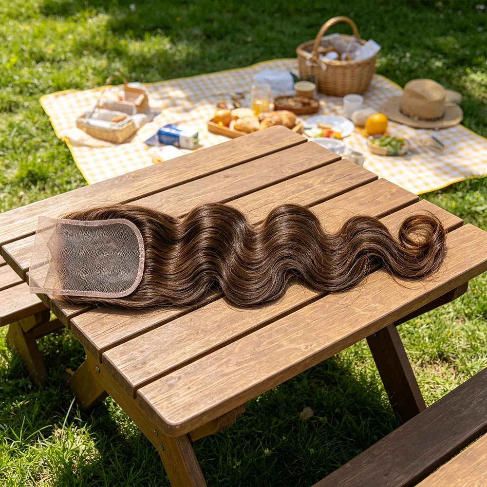 Chocolate Brown Colored Body Wave Human Hair Bundles 4x4/5x5/13x4 Closure Frontal Remy