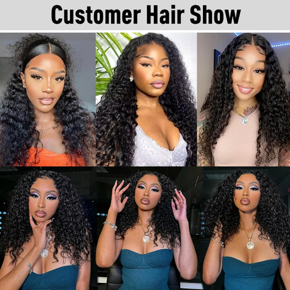 13x6 Glueless Density Brazilian Deep Wave Curly HD Lace Frontal Human Hair
