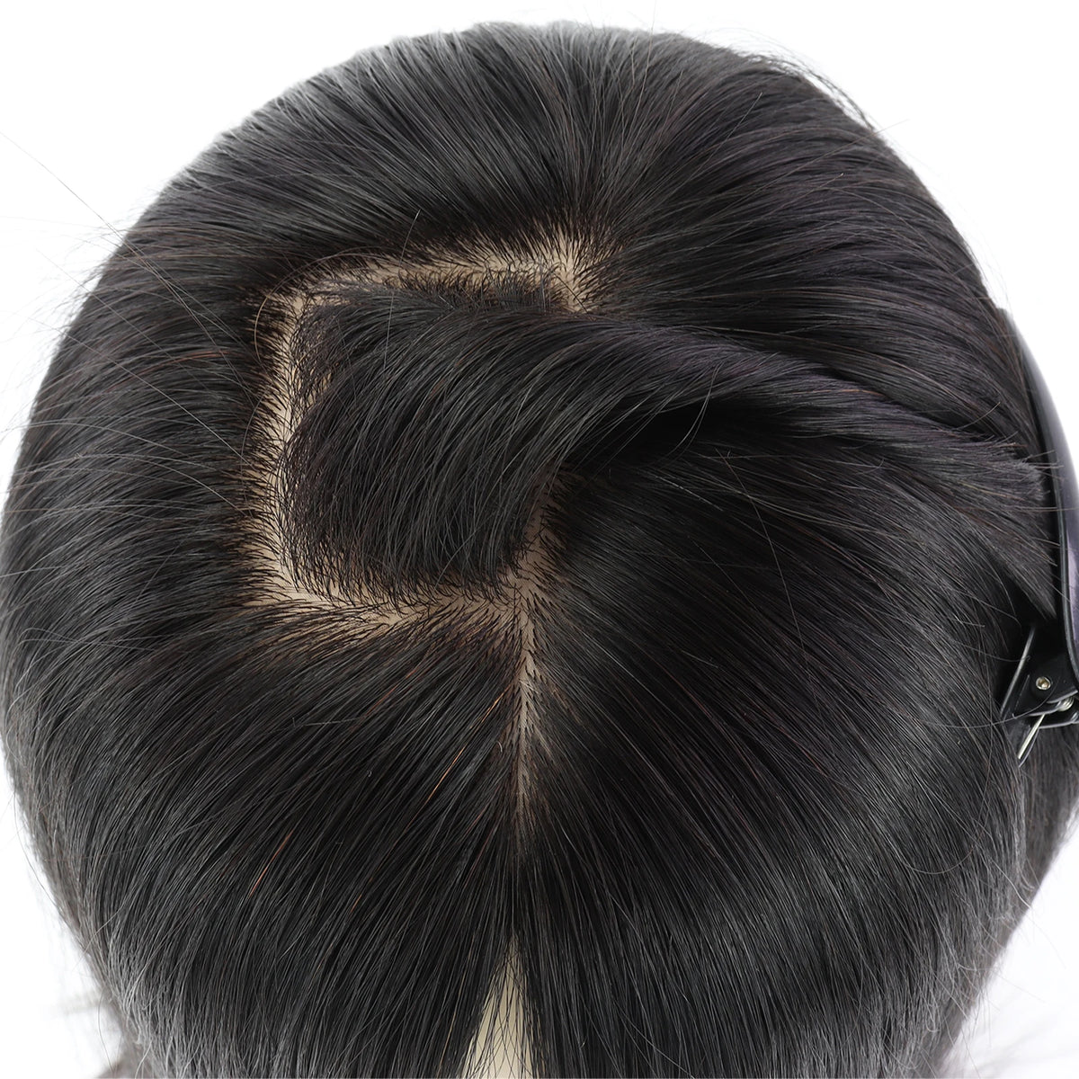 Straight Human Hair Silk Top Wig, 6x6, PU Front, Realistic Scalp