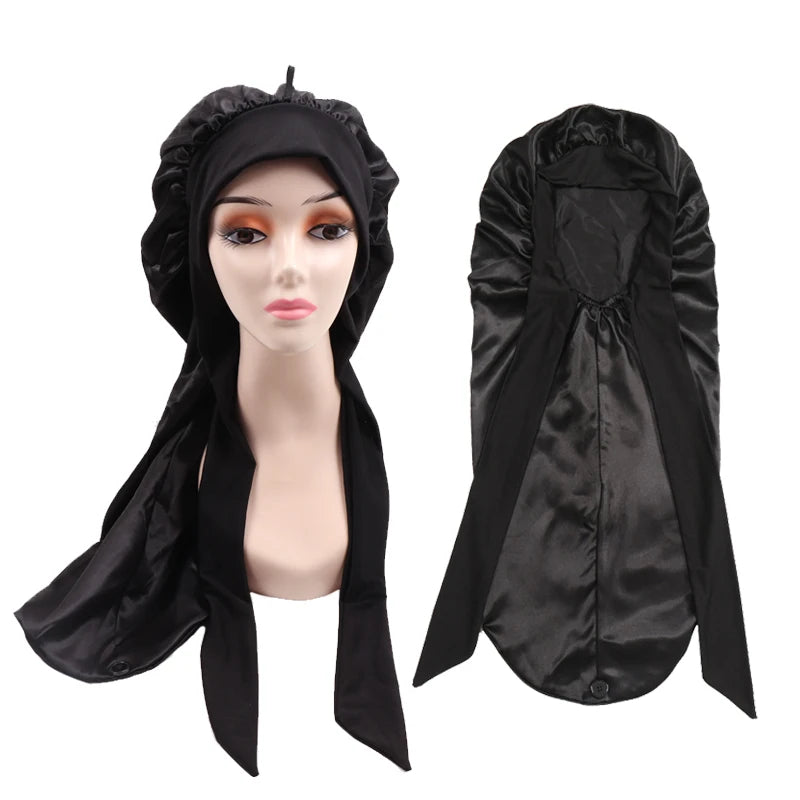 Soft Silky Long Satin Bonnet Natural Hair Curly Extra Large Size Cap