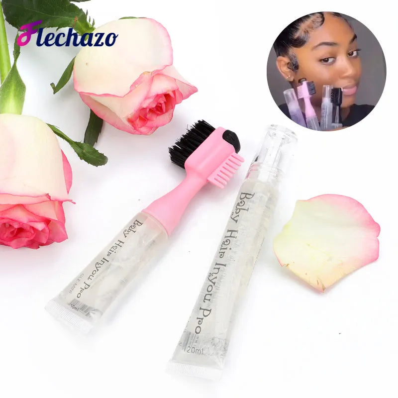 Baby Hair Edges Pro Brush Gel Squeeze Tube 10Ml Refill Gel Replacement Tube 20Ml, Professional Edge Control Brush And Gel 3 In 1