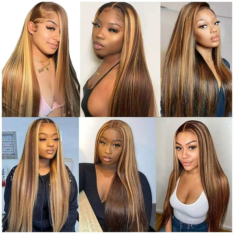 Light Brown Bone Straight Clip in Hair Extensions Full Head One-piece Human