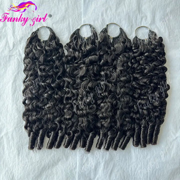 12A Burmese Curly Feather Crochet Human Hair Knotless Pre-Separated Natural Black Lightweight Reusable Crochet Hair Extensions