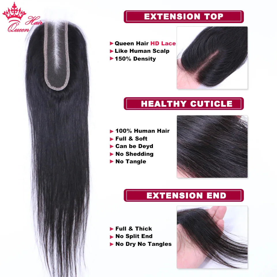 Straight Bundles HD, 2x6 Closure Brazilian Raw Virgin Human Hair Weave Lace