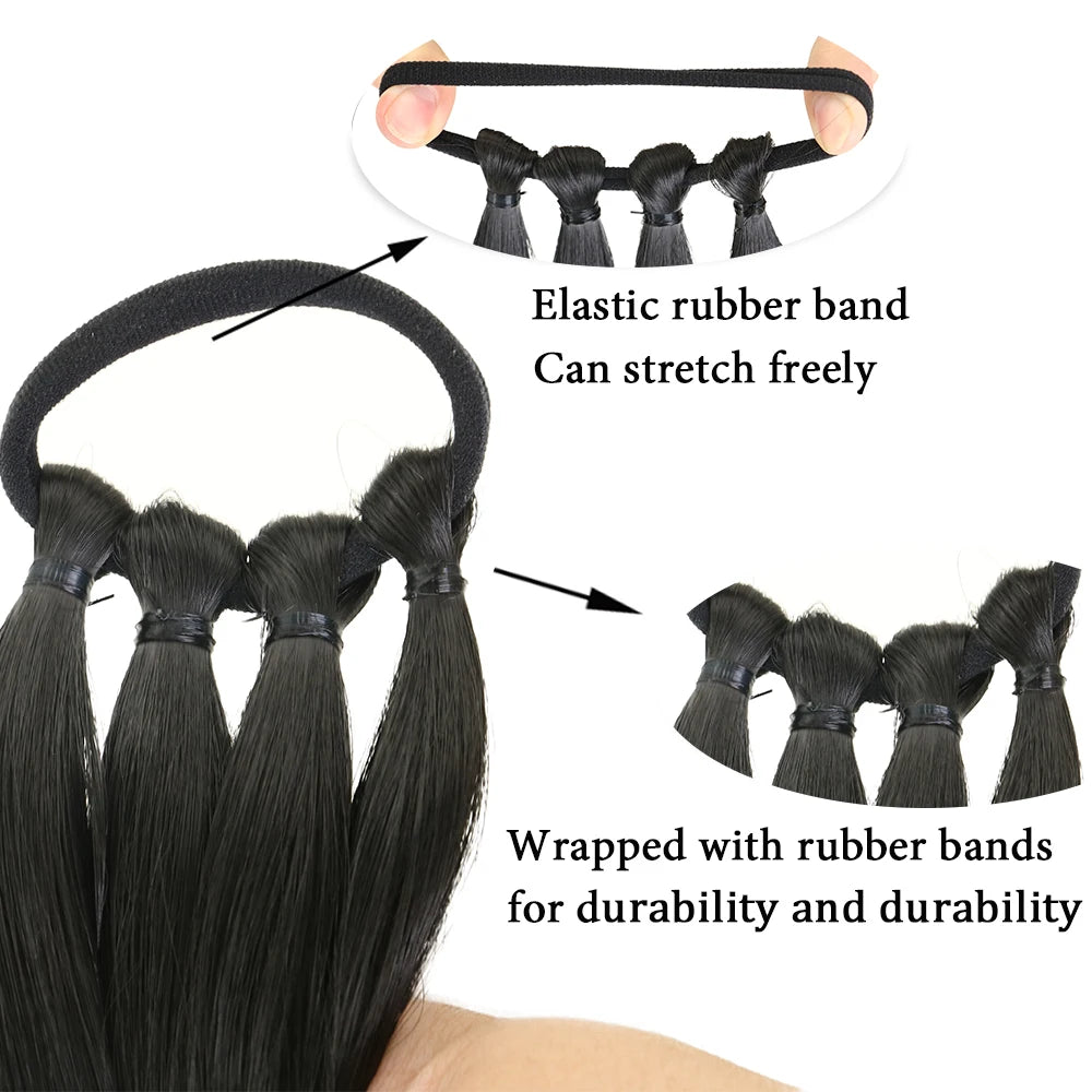 DIY Ponytail Extensions Synthetic Boxing Braids Ponytail Hair Rope High Temperature Fiber Black Brown Ponytail
