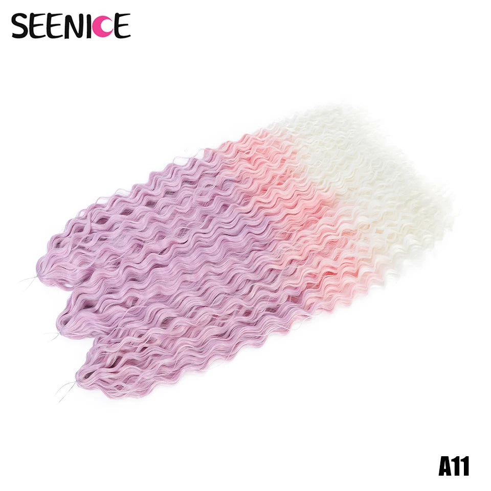 African Curls Synthetic Water Wave Twist Crochet Braiding Hair, Afro Curl, Ombre Blonde Pink Deep Wave