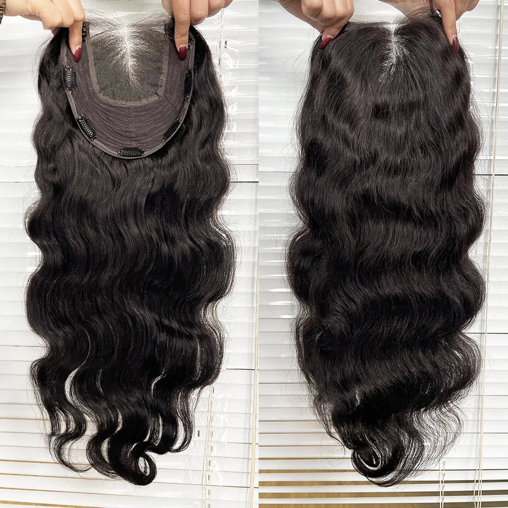 Body Wave Human Hair Topper, 4x4 HD Lace, Pre-Plucked with Baby Hair