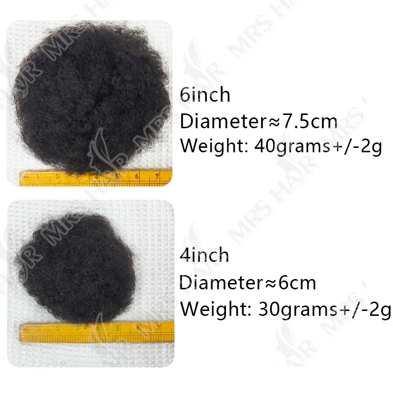 Curly Human Hair Ponytail Afro Kinky Puff Drawstring Bun Piece Clip in