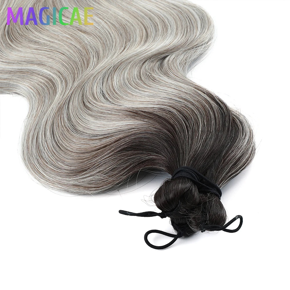 300G 26Inch Ombre Grey Crochet Braids Body Wave Light Brown Highlight Sp4/27/613