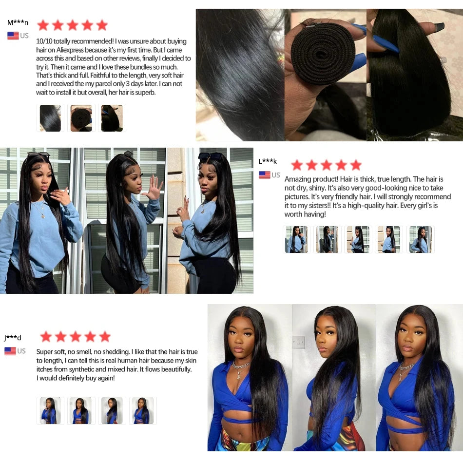 Bone Straight Brazilian Human Hair Bundles — 100% Raw Virgin Hair