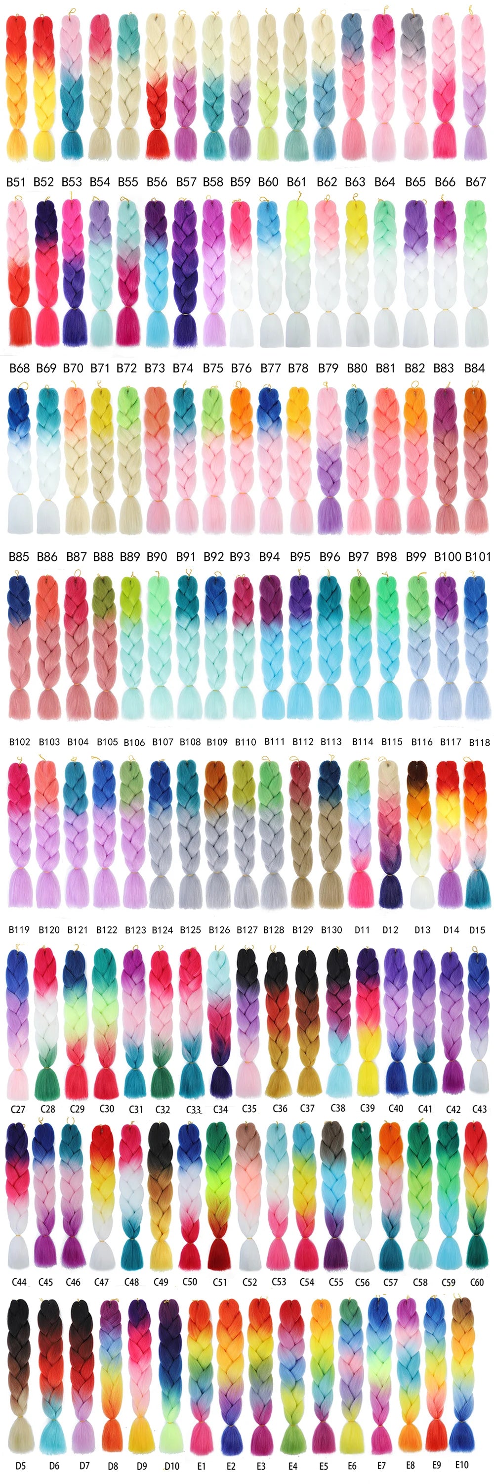 Ombre Jumbo Braiding Hair, Synthetic, 24 Inch, 6-Pack