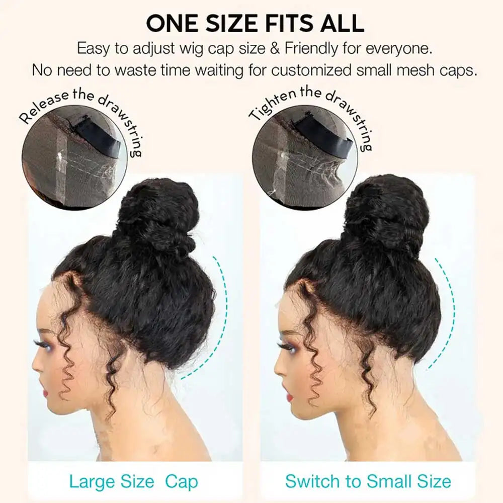 4C Edges Invisible Strap Full HD Lace Front Wigs Density Kinky Straight