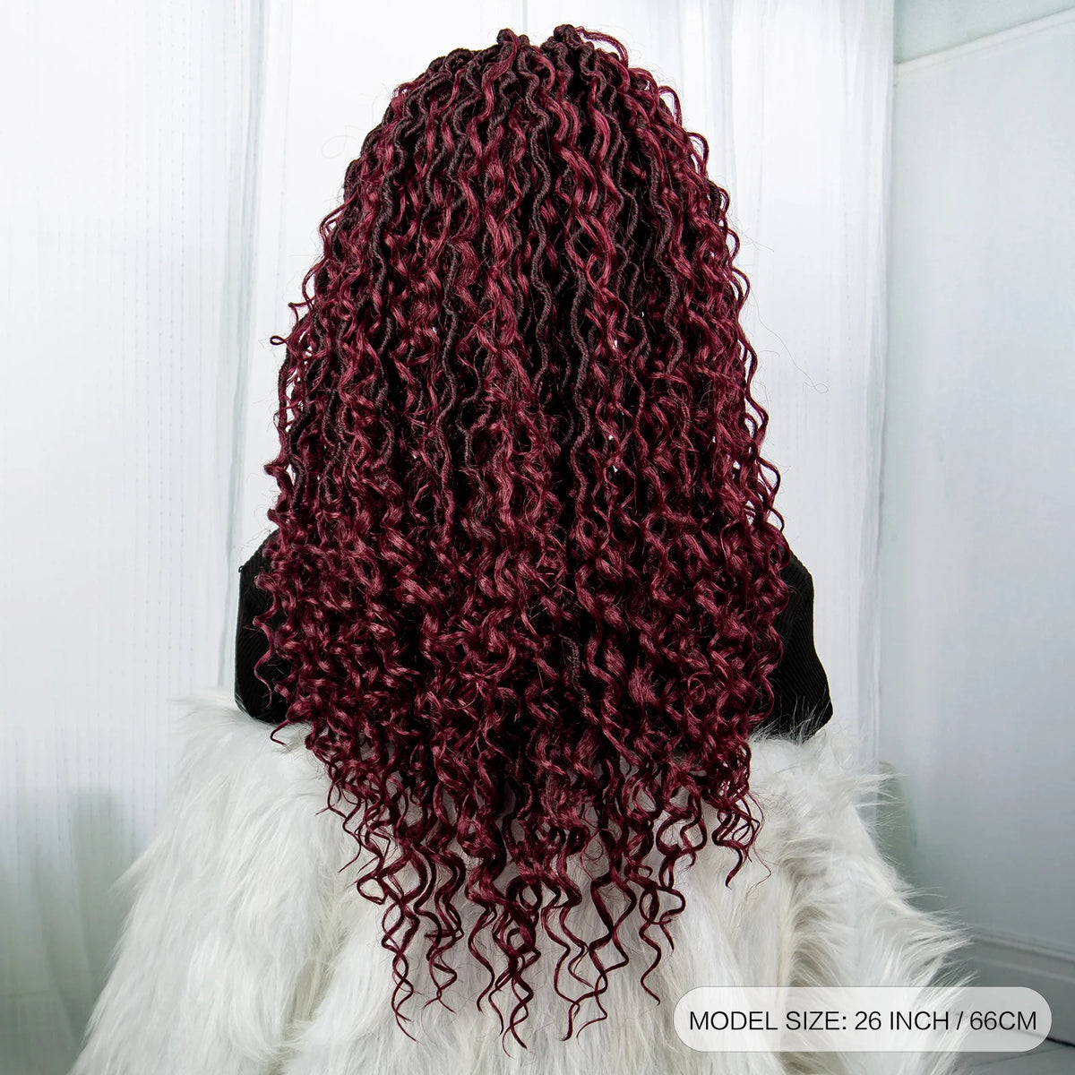 Faux Locs Braided Wigs Synthetic Dreadlock Curly Ends 26inch Lace Front Knotless