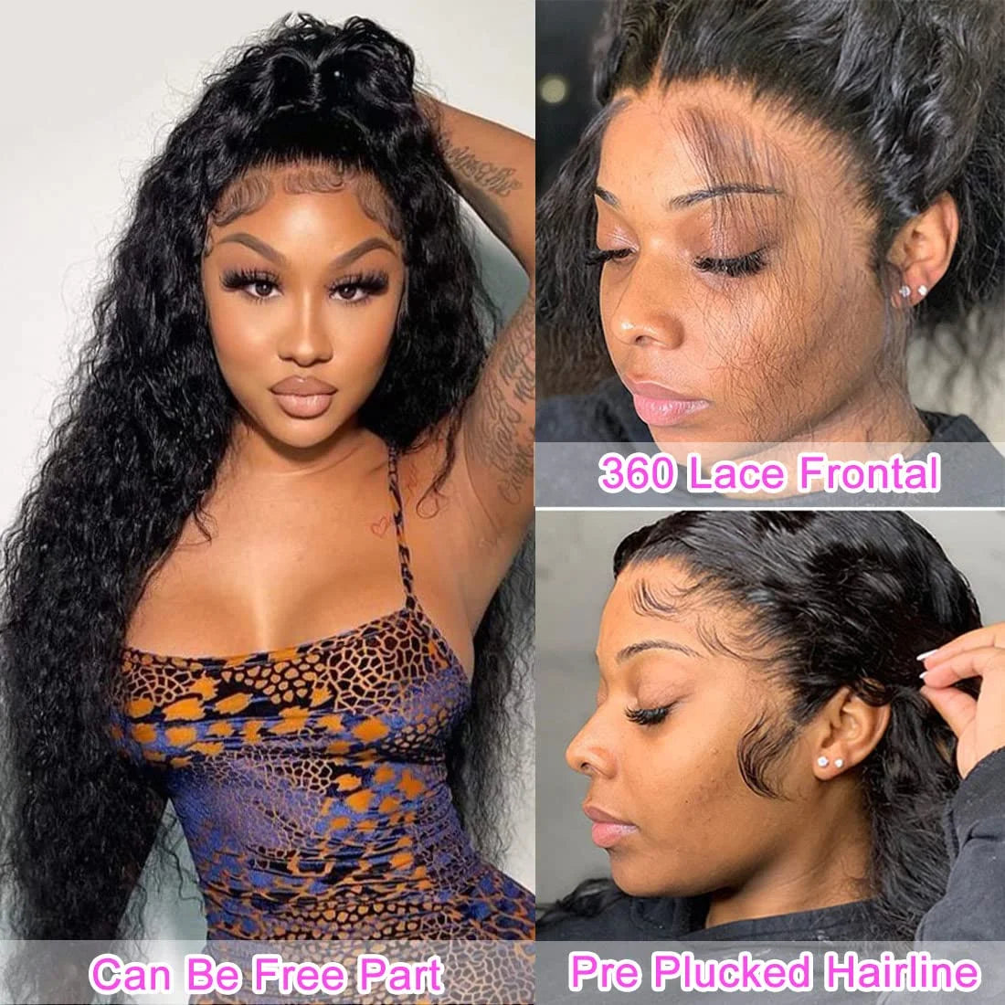 Full Lace Wig Deep Wave Frontal Brazilian Curly Human Hair HD Invisible