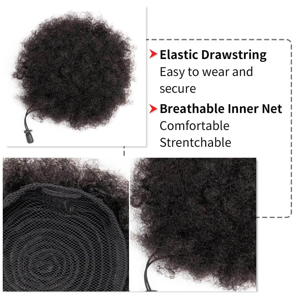 Synthetic 6inch Afro Puff Drawstring Ponytail Hair Accessories Kinky Curly Soft Fried