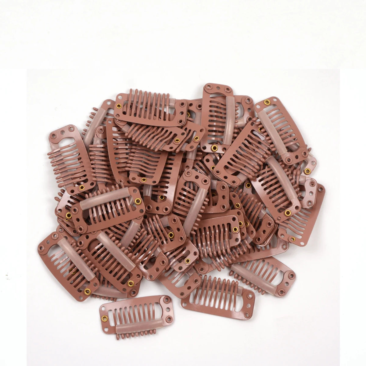 24 Pcs 9-teeth Beige/Brown/Black Hair Extension Clips Hair Extension Wigs Snap Clips Comb Small Snap Wig Accessories Clips