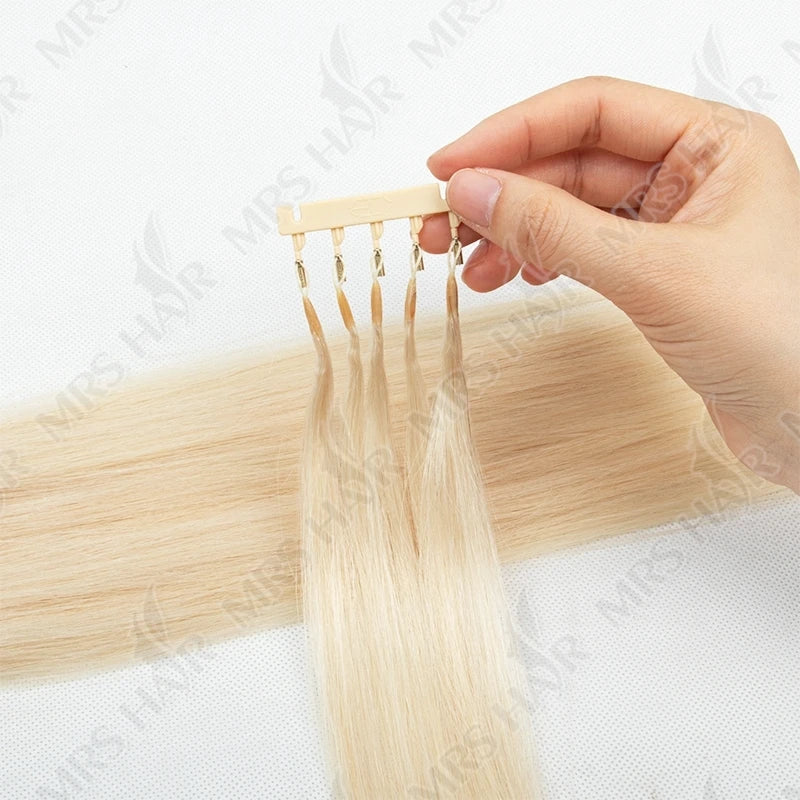 6D Hair Extensions Human Remy Micro Tiny Straight Generation Invisible Beads Real