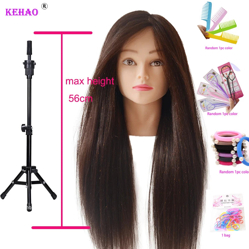 85%Real Hair Doll Head Hairstyle Hairdressing Professional Mannequin Styling To Practice Curl