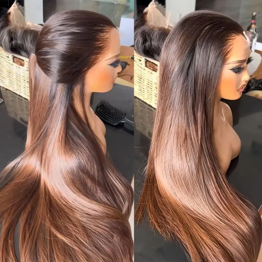 13x4 HD Brazilian Colorful Shadow Right Lace Front Hair Humans Wigs Emphasize