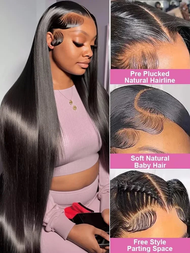 Density 13x6 Bone Straight HD Lace Front Wig Frontal Human Hair Brazilian