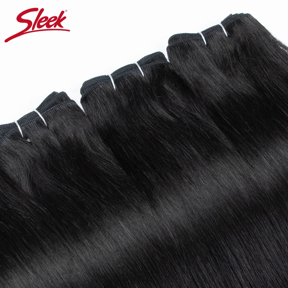 Sleek Peruvian Straight Human Hair Double Drawn Natural Weave Bundles Brown Remy
