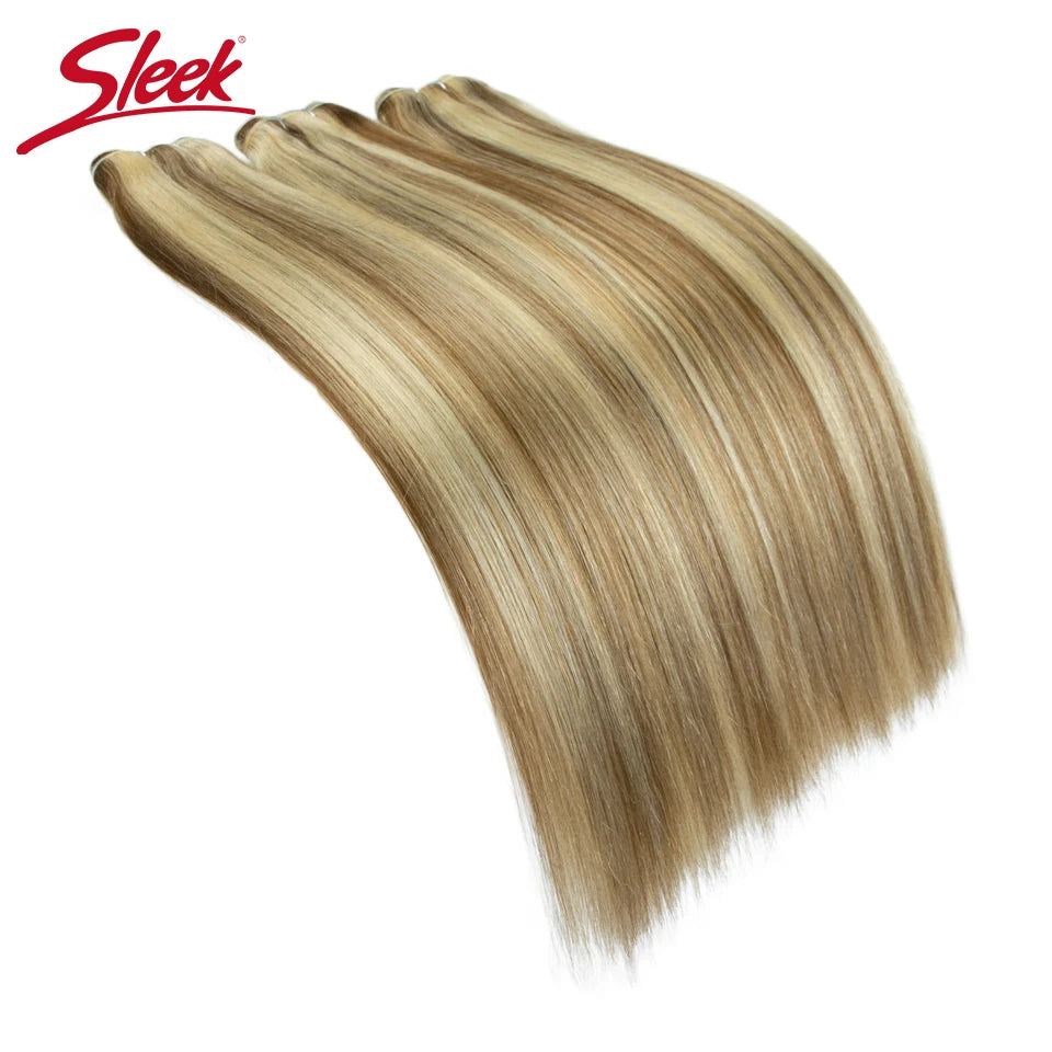 Sleek Peruvian Straight Human Hair Double Drawn Natural Weave Bundles Brown Remy