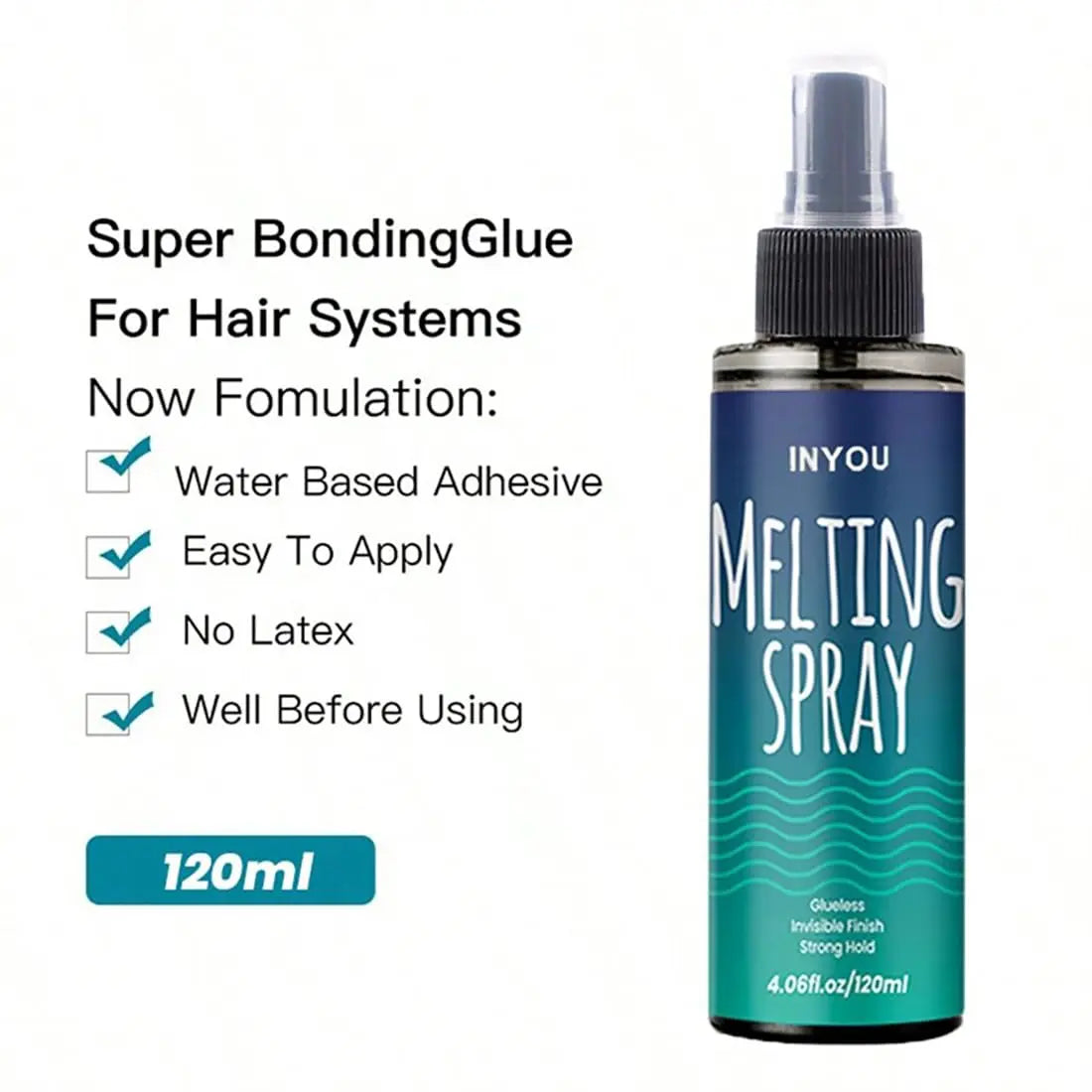 Hair Glue Remover and Lace Melting Spray Set - Extreme Hold, Glueless (120ml, 2-Piece)