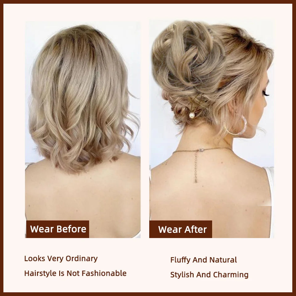 Synthetic Hair Bun Claw Clip in Chignon Piece Curly Messy Ponytail Extensions