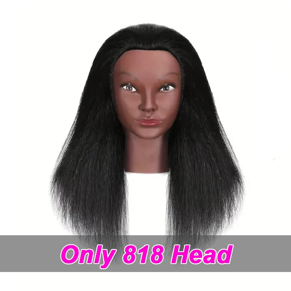 Mannequin Head Human Hair, 100% Real Cosmetology Doll Tripod Stand 18'Training Hairdresser
