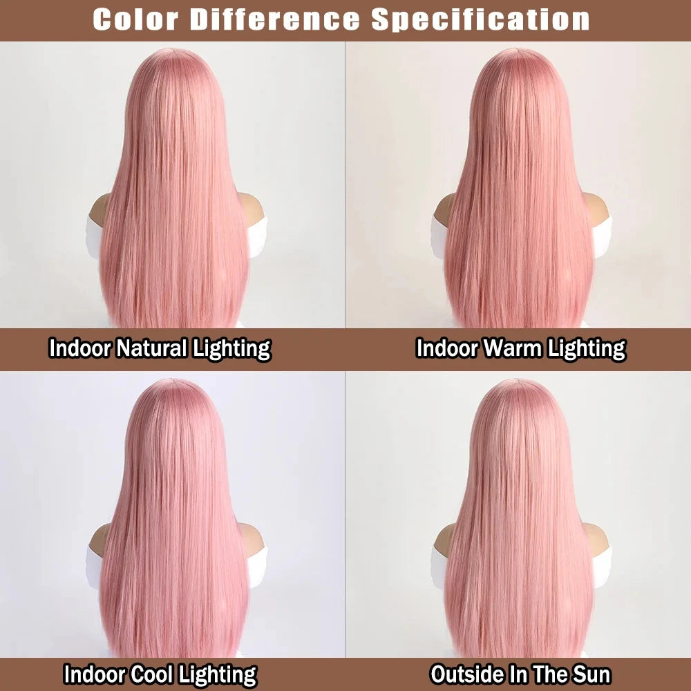 26 Inch Long Straight Synthetic Wig for Halloween Cosplay, High-Temperature Fibre