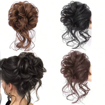 Synthetic Hair Bun Chignon Messy Curly Hairband Elastic Tight Hairpiece Women's Ring
