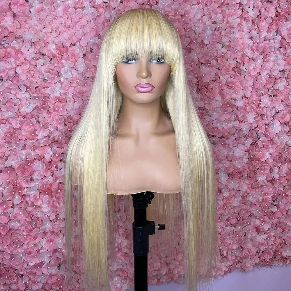 99J Burgundy Red Bone Straight Lace Front Wig Bangs, 13x4 HD Pre