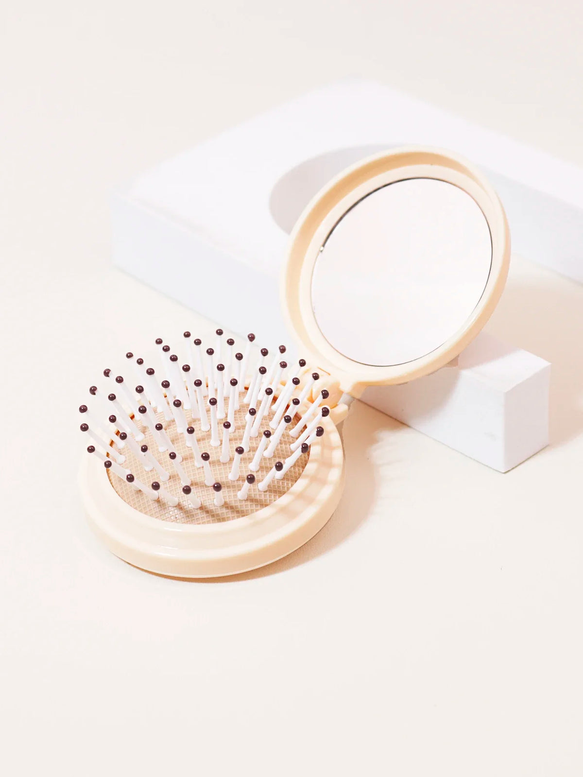 1PC Mini Portable Folding Head Massager Anti-Static Travel Hair Brush Comb Styling Accessory Mirror for Real Hair Wigs