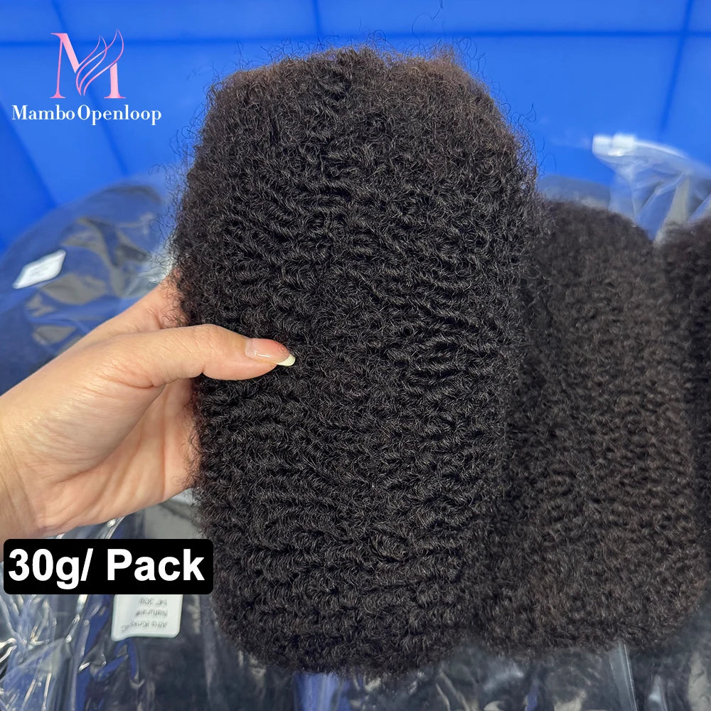 Natural Brazilian 4C Afro Kinky Bulk Human Hair for Locs Braiding Remy Hair Bundle 30g/Pack No Weft 4C Afro Kinky 10-18 Inch