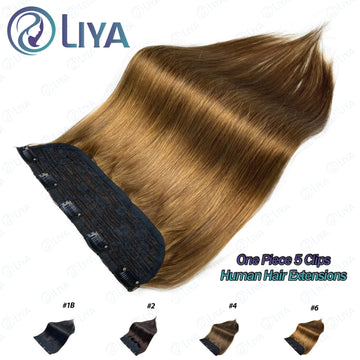 Light Brown Bone Straight Clip in Hair Extensions Full Head One-piece Human