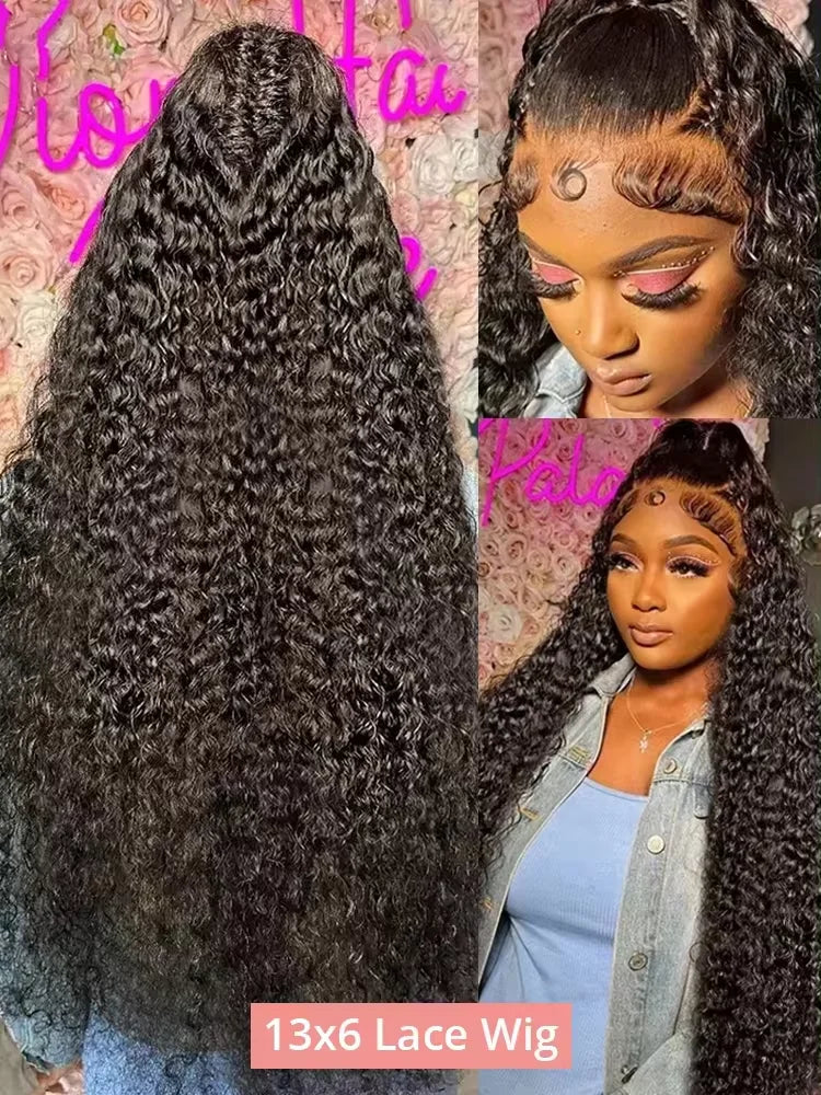 Deep Wave 13x6 Lace Front Human Hair Wig, 200% Remy Curl Full