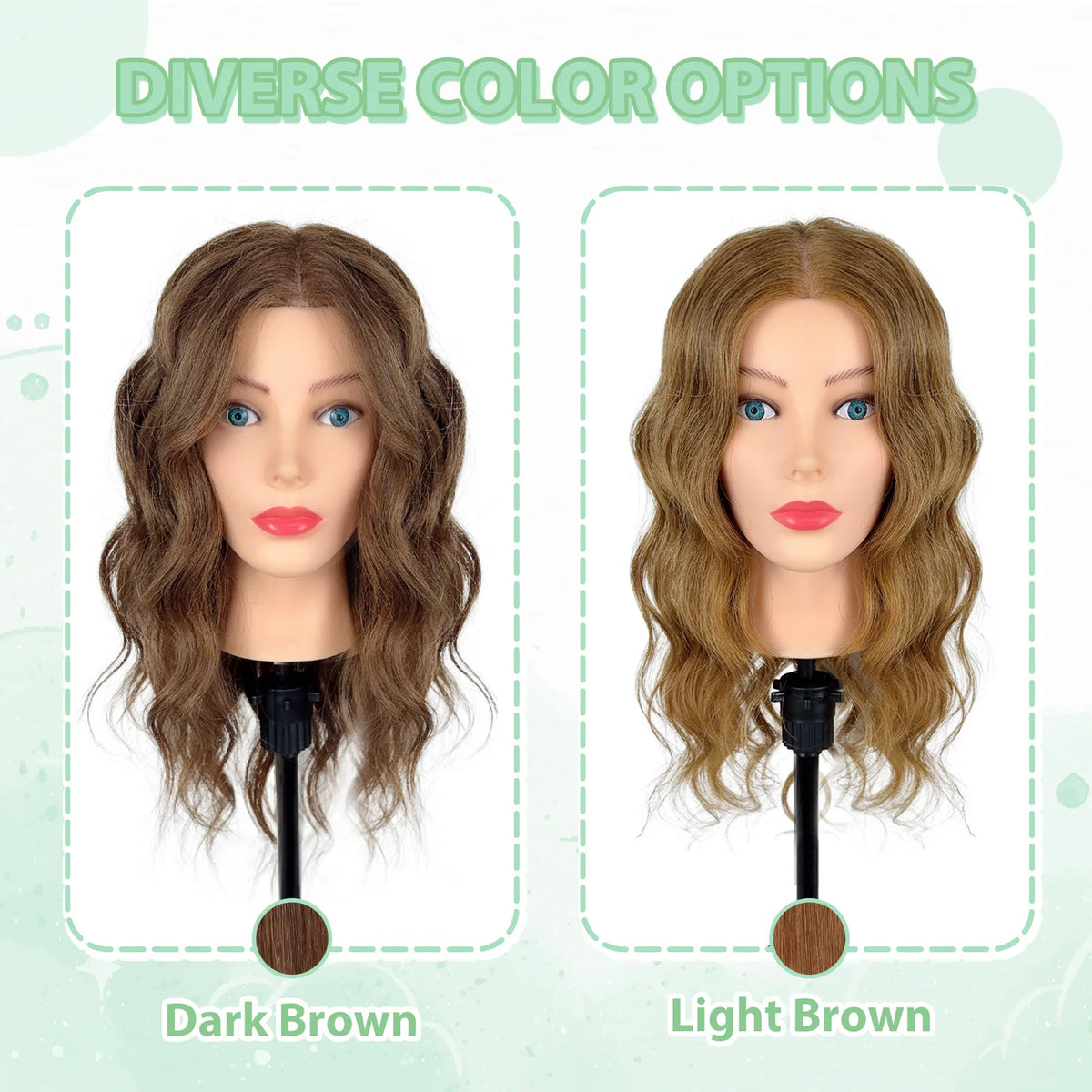 Mannequin Head with 100% Real Human Hair for Cosmetology Hairstyle Practice
