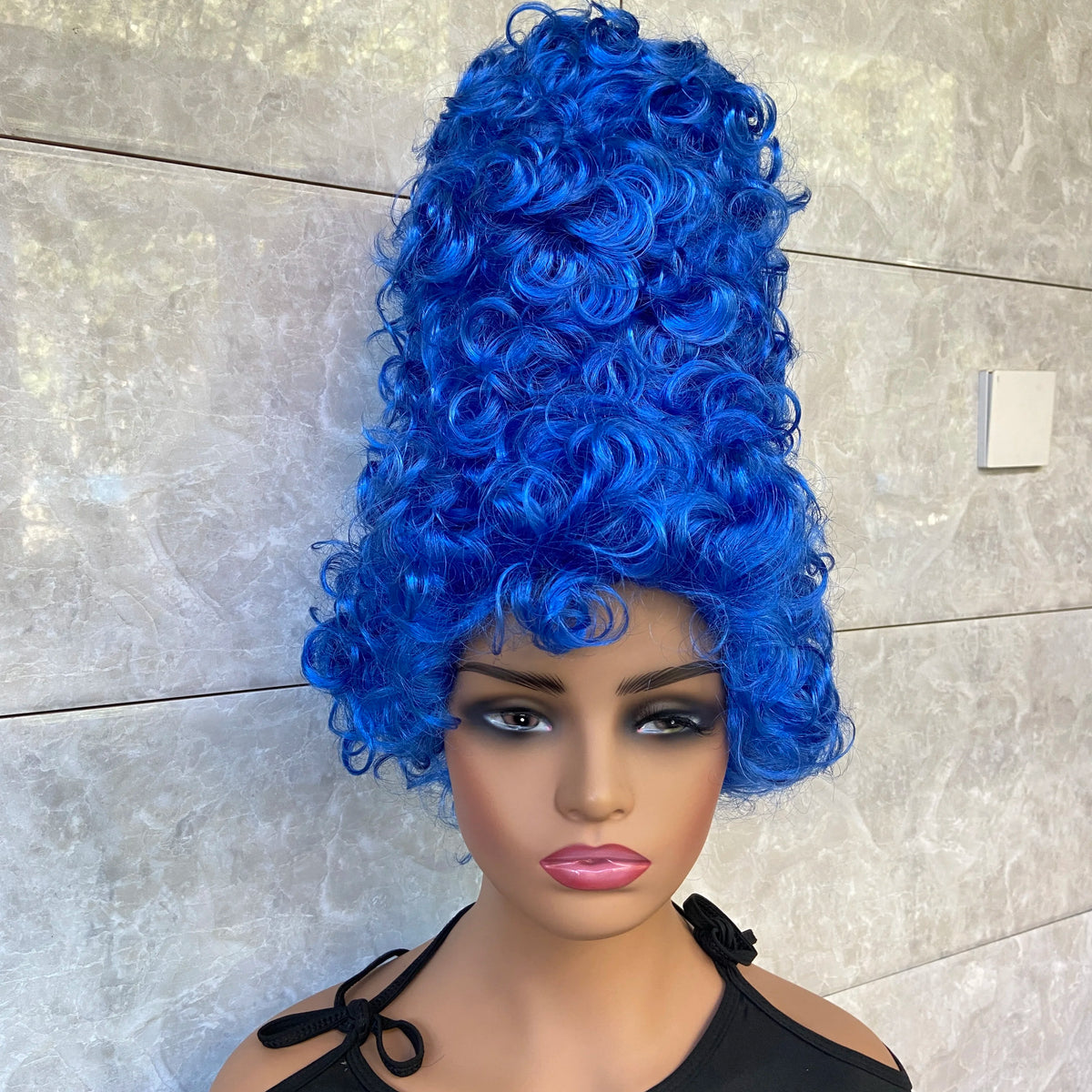 Deluxe Theatrical Halloween Costume Beehive Wig Blue Color Cosplay Wigs