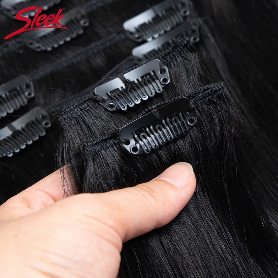 Sleek Straight Clip in Hair Extensions Human Hair Natural Blonde 613 Color 7pcs/Pack Clip in Extensions Salon-Grade Quality