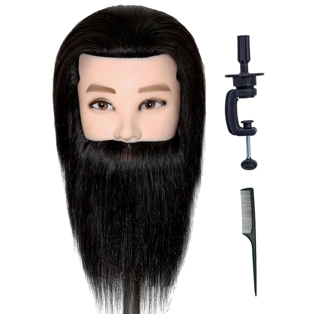 Male Mannequin Head,Training Head,With 100% Human Hair for Hairdressers,Hair Stylists,Cosmetologist,Barber Shop and Cosmetology