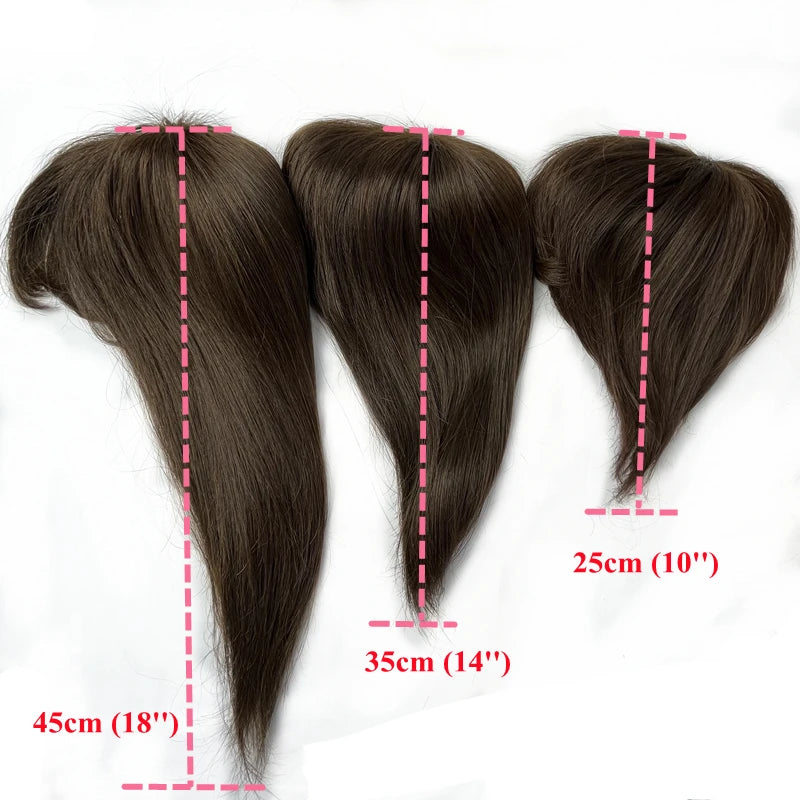 Thick Human Hair Toppers Doll Bangs Long 45cm 60g Heavy Natural Hairpiece