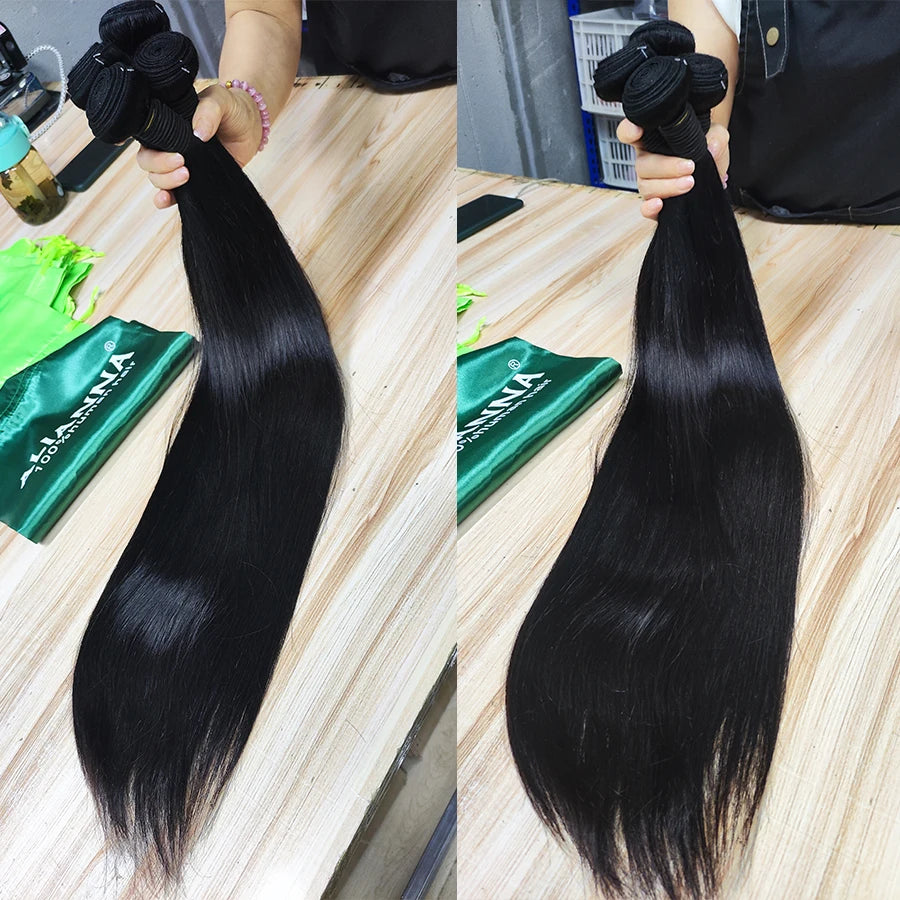 26Inch Human Hair Bundles 10A Brazilian Raw Weave Straight Extensions
