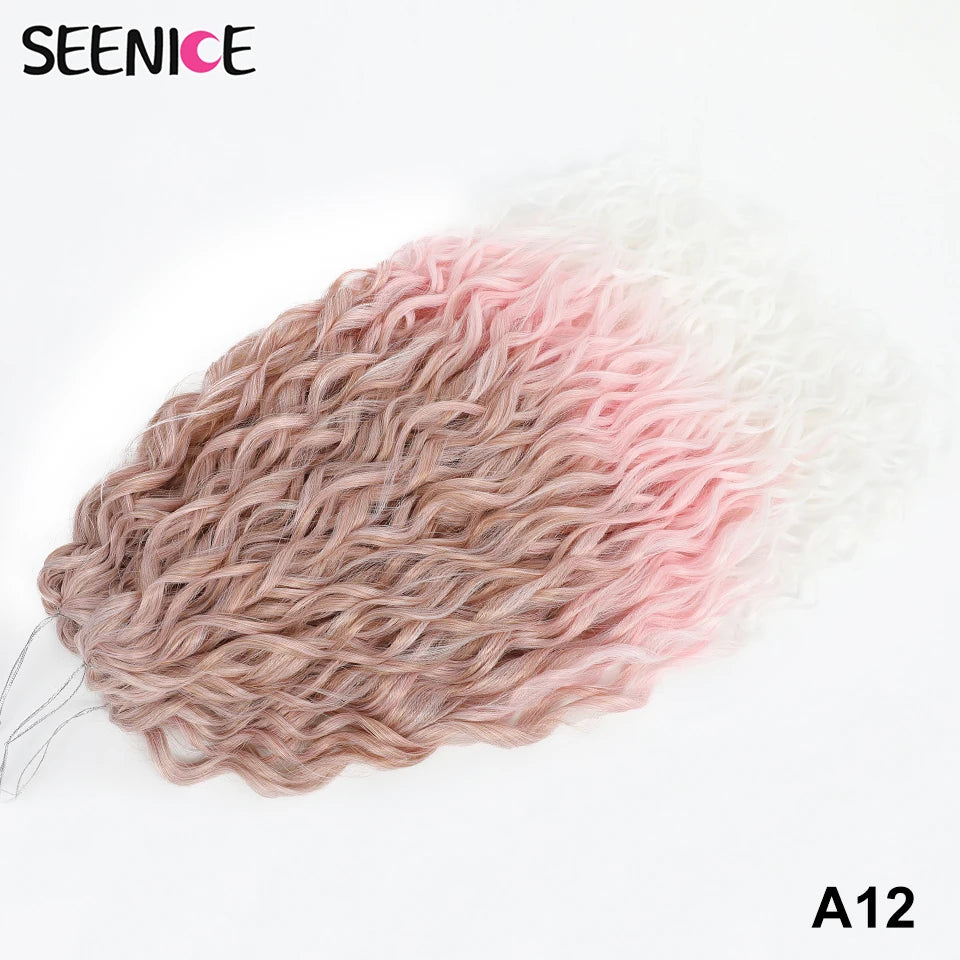 Synthetic Hair Deep Wave Twist Crochet Braid Afro Curl Ombre Blonde Pink