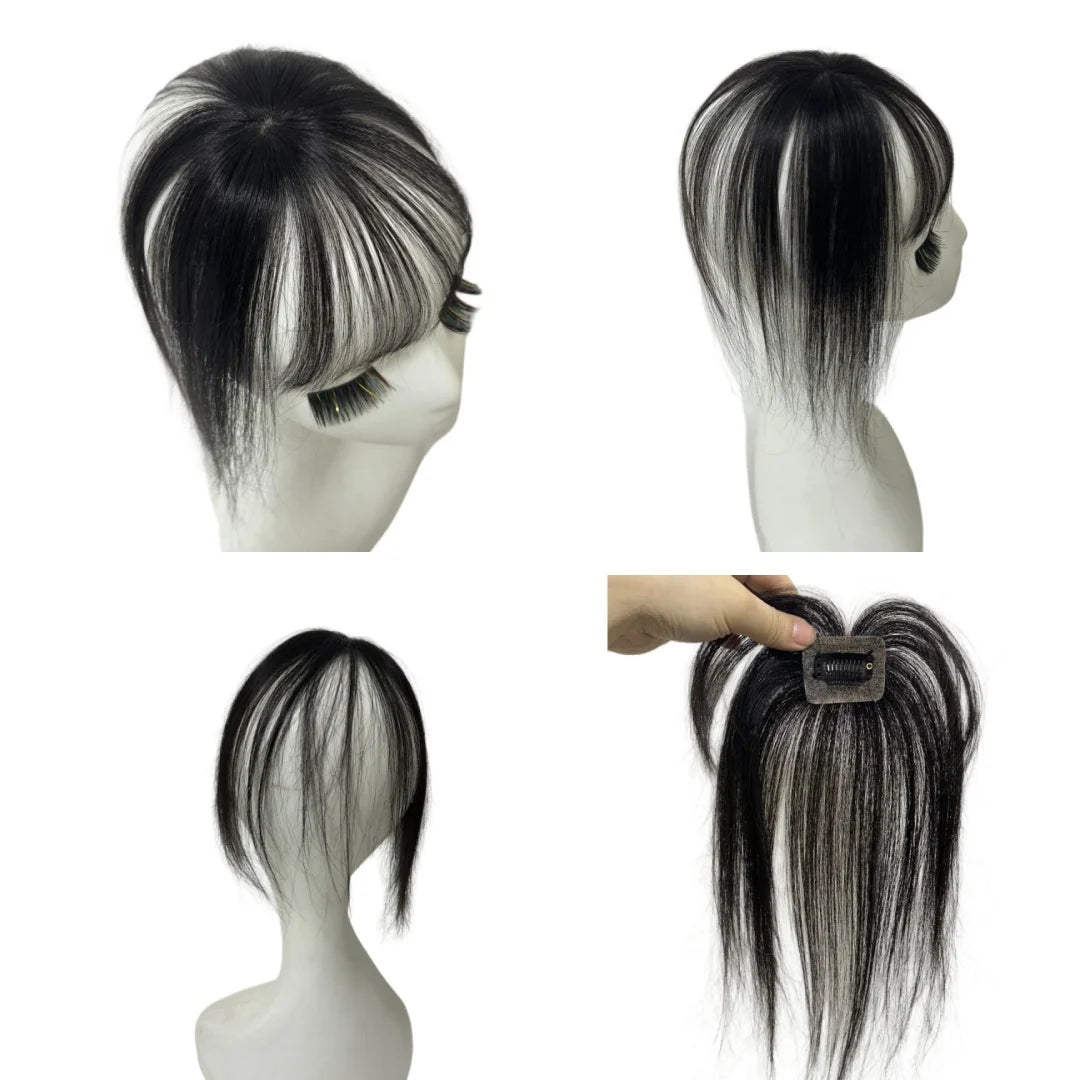 100% Human Hair Bangs Fringe Straight Toppers Wispy Natural Scalp False Loss