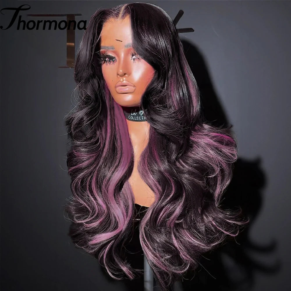 13x6 Highlight Ombre Honey Blonde Body Wave Lace Front Wigs Synthetic HD