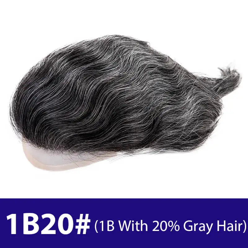 Breathable Mono Lace PU Base Hair Prosthesis Human Men's Wig Systems Natural