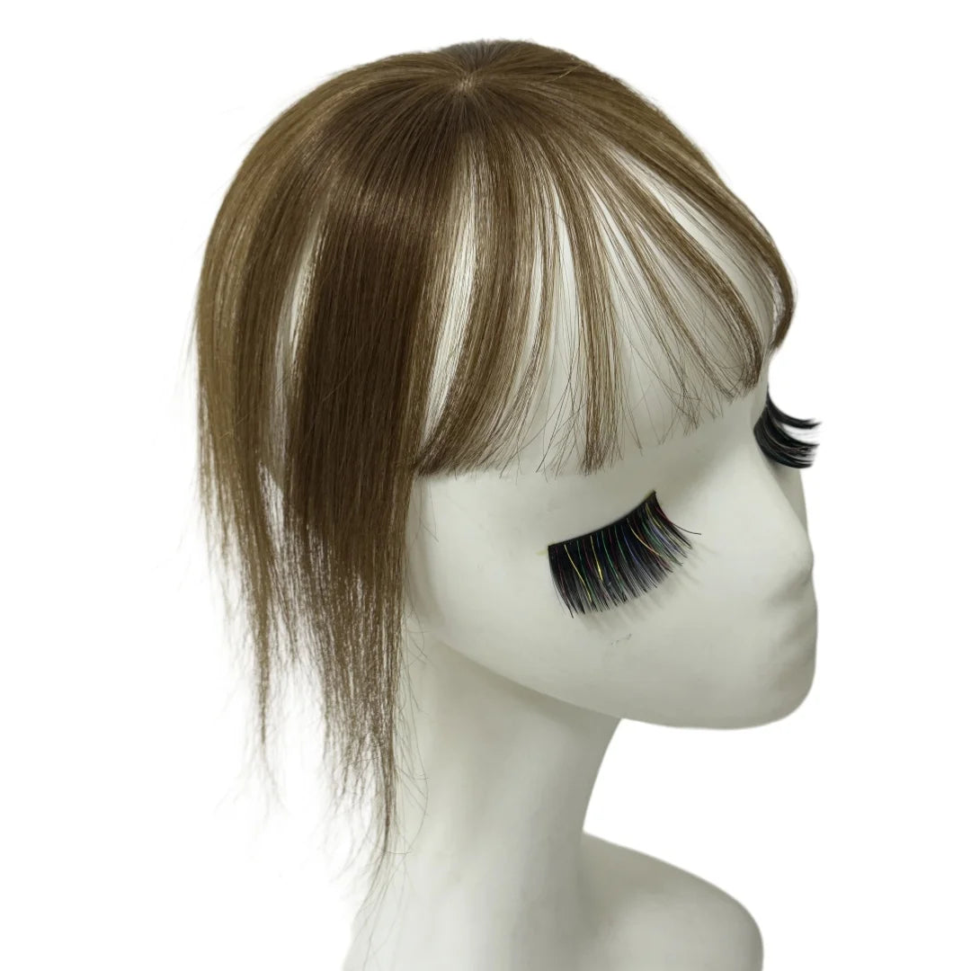 100% Human Hair Bangs Fringe Straight Toppers Wispy Natural Scalp False Loss