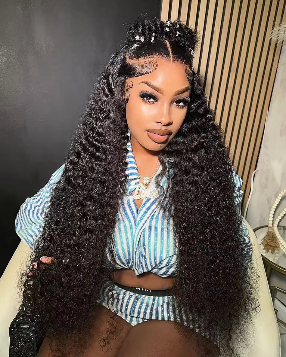 13x6 HD Transparent Lace Front Human Hair Wigs Raw Indian Water Curly